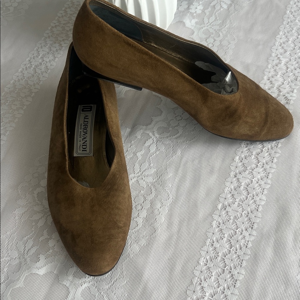VTG ALDROVANDI hand made in Italy Leather suede ballet flats size 38